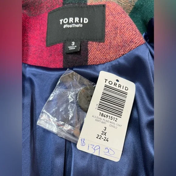 TORRID - Dual Plaid Wool Coat - 3XL - Picture 9 of 10
